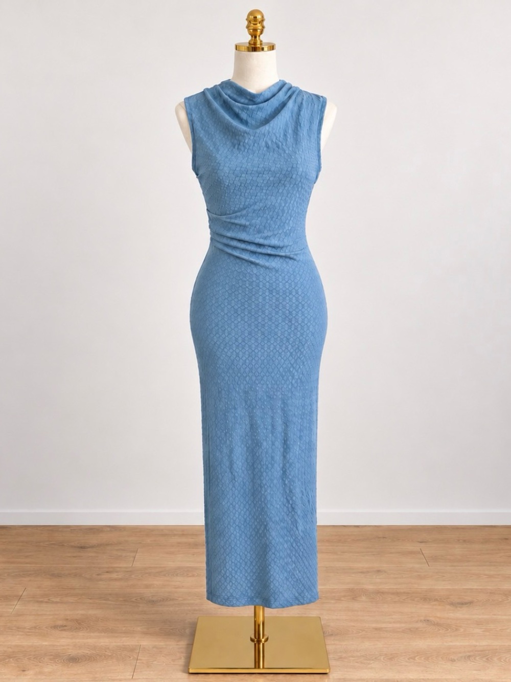 Astr Sleeveless Cowl Neck Maxi Dress in Light Blue